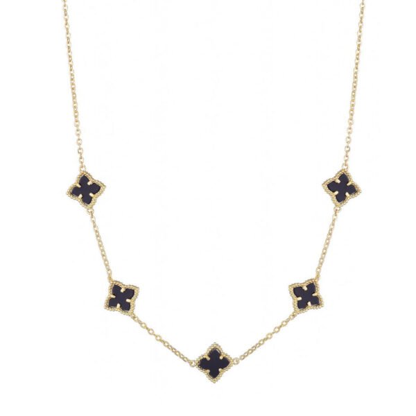 ADORNIA 14k Yellow Gold Plated Black Clover Station Necklace