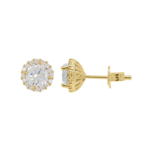 ADORNIA 14k Gold Plated Crystal Halo Stud Earrings – Yellow Gold