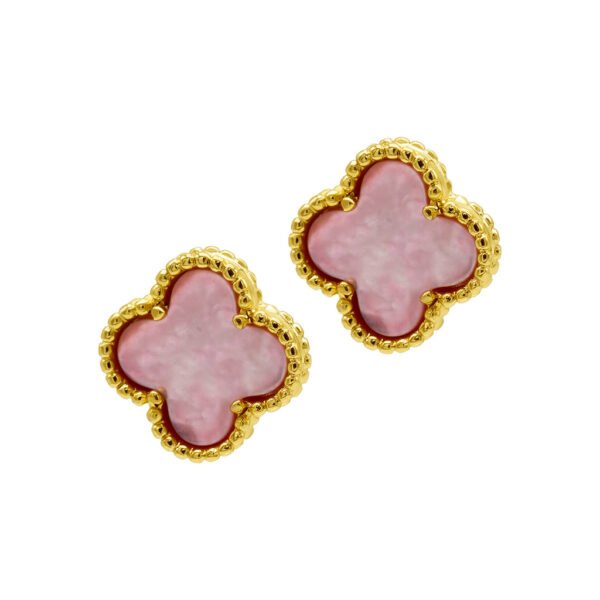 ADORNIA 14k Gold Plated Pink Mother of Pearl Flower Stud Earrings