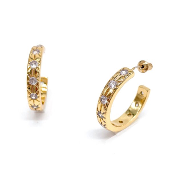 ADORNIA 14k Gold Plated Swarovski Crystal Starburst Hoops
