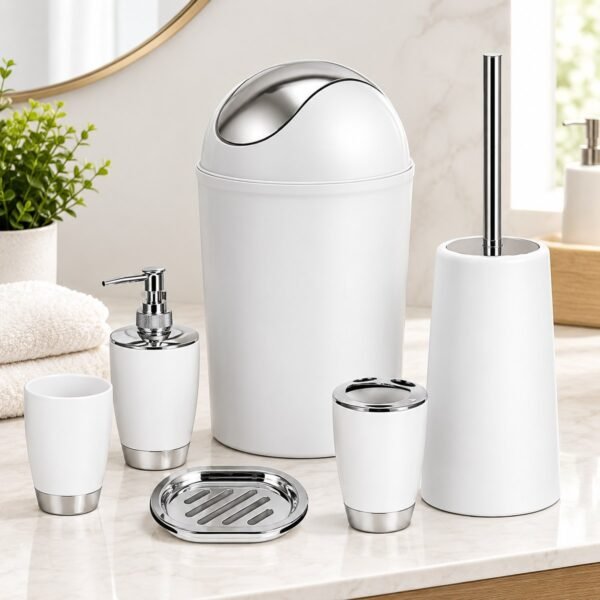ERUULE 6-Piece Bathroom Accessories Set, White