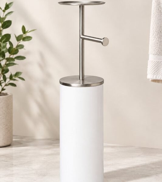Umbra Portaloo Toilet Paper Stand, White-Nickel